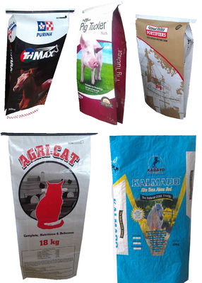 Multi Colored BOPP Laminated PP Woven Sack Bags For Sugar / Feed Single Folded