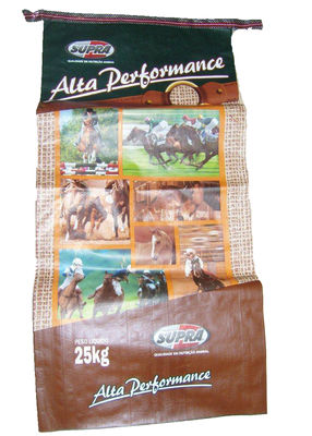 Anti Slip Surface Woven Polypropylene Feed Bags Printed Feed Sacks With Top Hemming