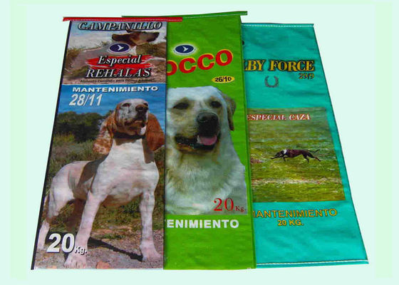 Anti Slip Surface Woven Polypropylene Feed Bags Printed Feed Sacks With Top Hemming
