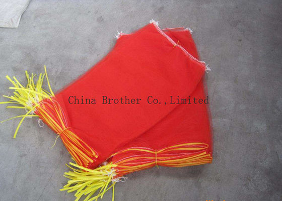 PE  / PP Woven Industrial Mesh Bags 50kg Orange Color For Onions / Eggplant