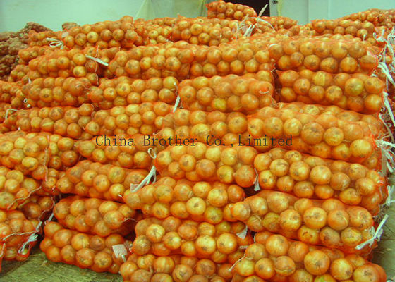 Orange Packing PE Raschel Mesh Bag , Mesh Fruit And Vegetable Bags Eco - Friendly