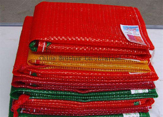 Orange Color 25kg Mesh Packing Bags , PP Woven Mesh Vegetable Bags For Onions