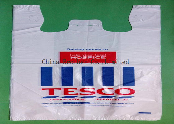 Colored Custom Printed Plastic Shopping Bags Ldpe / Hdpe Material With Handles