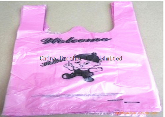 Colorful HDPE Handle T Shirt Plastic Bags , Grocery Store Plastic Bags  Vest Carrier