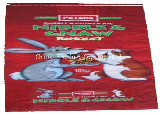 Block Bottom BOPP Laminated PP Woven Bags Sack For 20KG Animal Feed