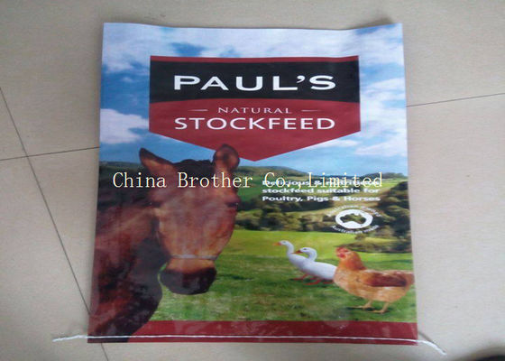 Waterproof Bopp Woven Polypropylene Feed Bags , 20kg Animal Load Pet Food Bag