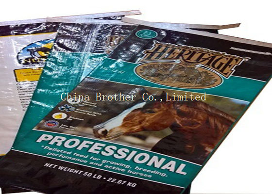 40kg PP Woven Recycle Feed Bags , Bopp Lamination Custom Printed Feed Bags