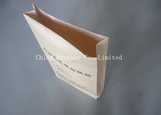 Moisture Proof Kraft Pasted Valve Bags , Fertilizer / Cement Paper Bag 20kg