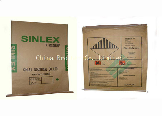 Recyclable Sewn Open Mouth Paper Bags , Brown Paper Bag For Packing Cement