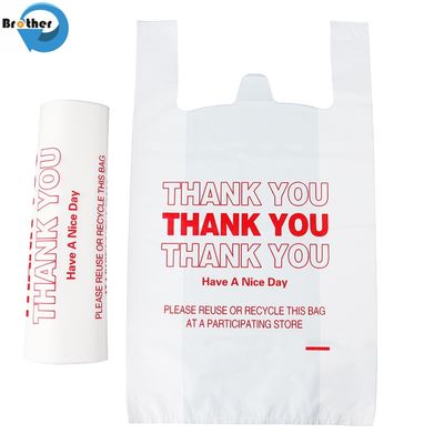 Eco-Friendly Flat Pack Vest Handle T-Shirt Bag, Food-Grade HDPE Plastic Bag for Supermarkets and Shops