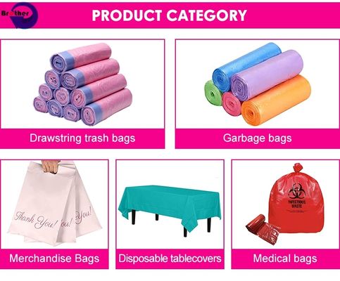 Drawstring Trash Garbage Bags Manufacturer Custom Plastic Packaging Bag Refuse Sacks Trash Can Liners