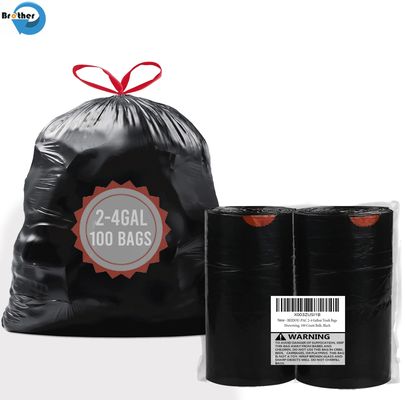 Custom Heavy Black Plastic Refuse on Roll Rubbish 60 Gallon Garbage Drawstring Kitchen Trash Bags