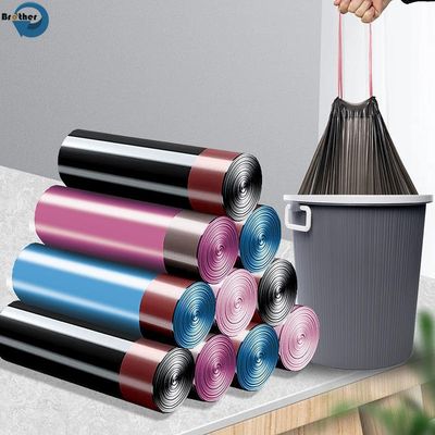 Custom Heavy Black Plastic Refuse on Roll Rubbish 60 Gallon Garbage Drawstring Kitchen Trash Bags