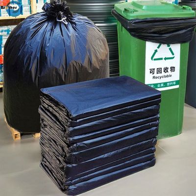 Custom Heavy Black Plastic Refuse on Roll Rubbish 60 Gallon Garbage Drawstring Kitchen Trash Bags