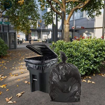 Custom Heavy Black Plastic Refuse on Roll Rubbish 60 Gallon Garbage Drawstring Kitchen Trash Bags