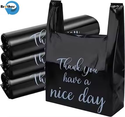 Custom Printed Vest Handle Carrier Grocery Bags Reusable Thank You Plastic Bag with My Logo