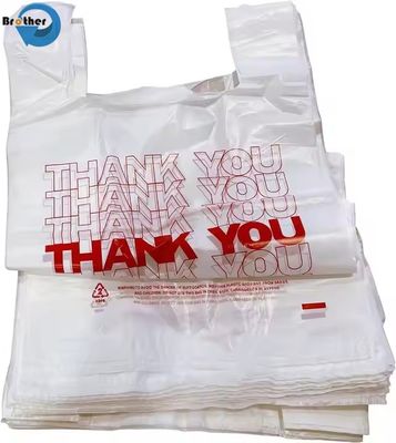 Custom Printed Vest Handle Carrier Grocery Bags Reusable Thank You Plastic Bag with My Logo