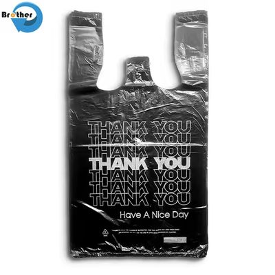 Custom Printed Vest Handle Carrier Grocery Bags Reusable Thank You Plastic Bag with My Logo