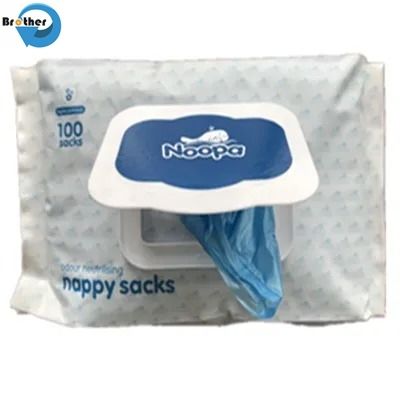 Disposable Biodegradable Plastic S Shaped Folded Baby Nappy Diaper Bag Sacks T Shirt Baby Nappy Bag Sacks for Baby Fragrances