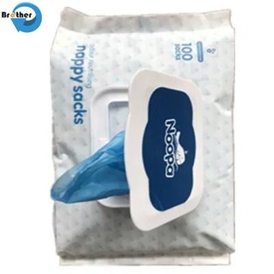 Custom OEM Recycled Fragrance Convertible Foldable The Nappy Trash Plastic Tote Bag Nappy Sack Diaper Bag with Custom Logo