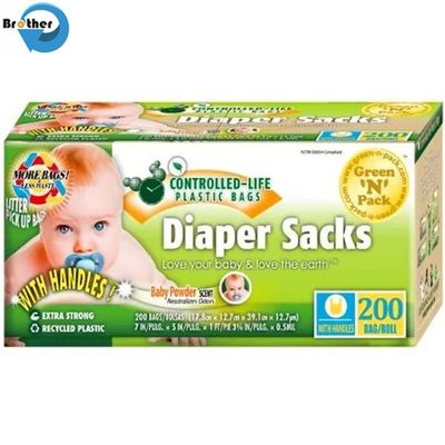 Wholesale Eco Friendly Diaper Disposable Waste Packaging Garbage Bag T-Shirt Scented Baby Nappy Bag with Handle