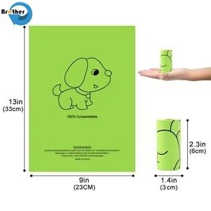 100% Biodegradable Compostable Dog Poo Bag Thickened Compostable Cornstarch Garbage Bag Doggie Waste Bag with Dispenser