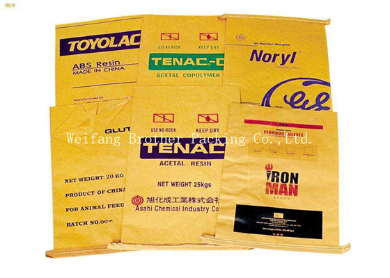 Brown Color 80GSM Kraft Paper Plastic Composite Bag As 50kg Cement Bag