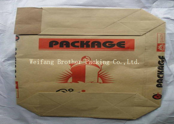 25 Kg Eco Friendly Brown Kraft Paper Bag For Cement Packaging With Block Bottom