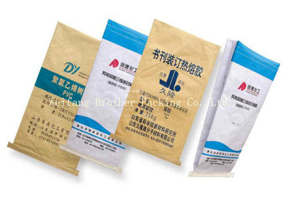 Stitch Bottom Paper Plastic Composite Bag For Grouting Material , Custom Printed