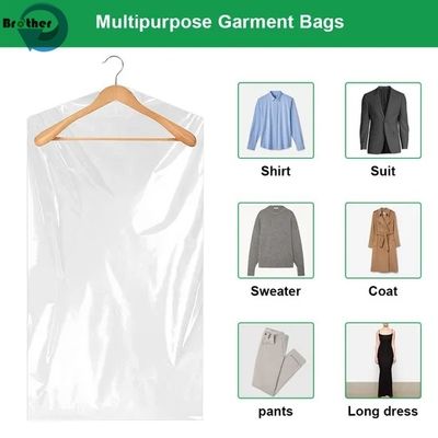 White Clear Disposable Plastic Garment Bags: Clothing Dust Covers, Customizable Size, Perfect for Garment Storage & Protection