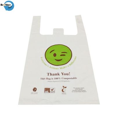 Eco Friendly Compostable Biodegradable Corn Starch /Pbat/PLA T-Shirt Shopping Bags Plastic Bags Ok Compostable for Supermarket