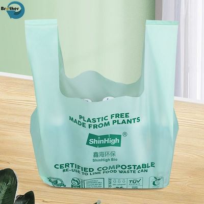 Corn Starch/PLA/Pbat Supermarket T-Shirt Bag /Biodegradable T-Shirt Shopping Plastic Bag