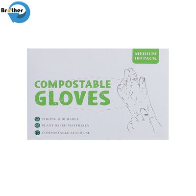 100% Biodegradable Compostable Transparent Disposable Plastic Gloves for Food Kitchen Snack