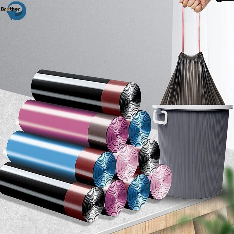 Custom Heavy Black Plastic Refuse on Roll Rubbish 60 Gallon Garbage Drawstring Kitchen Trash Bags