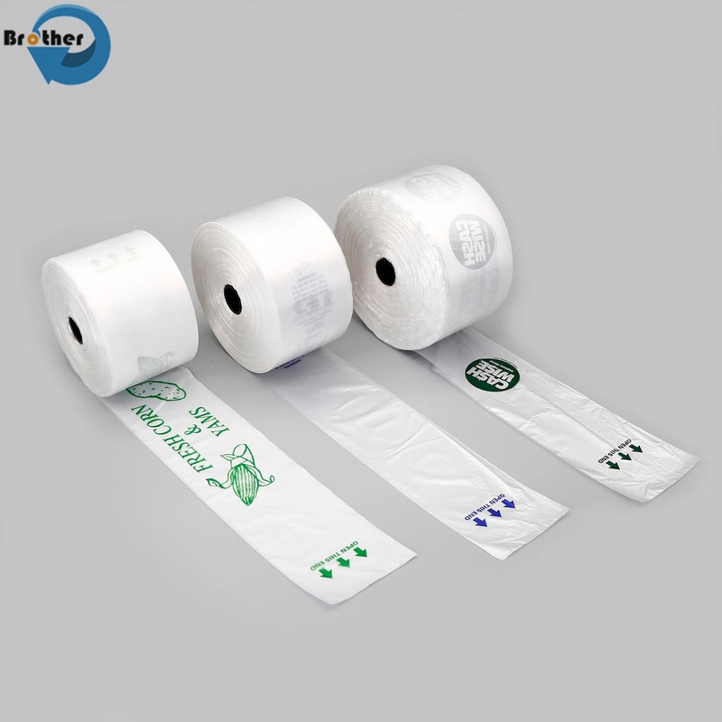 Printed Clear Virgin Material Plastic Food Grade Plastic LDPE Bread Packaging Bags with Ties on Roll