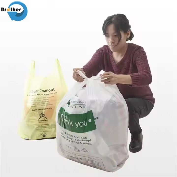Convenience Store Grocery Compostable Thank You Plastic Shopping Bags Cheap Custom Logo Plastic Bag