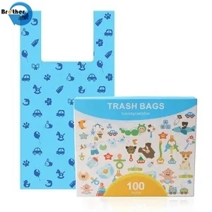 Disposable Biodegradable Plastic S Shaped Folded Baby Nappy Diaper Bag Sacks T Shirt Baby Nappy Bag Sacks for Baby Fragrances