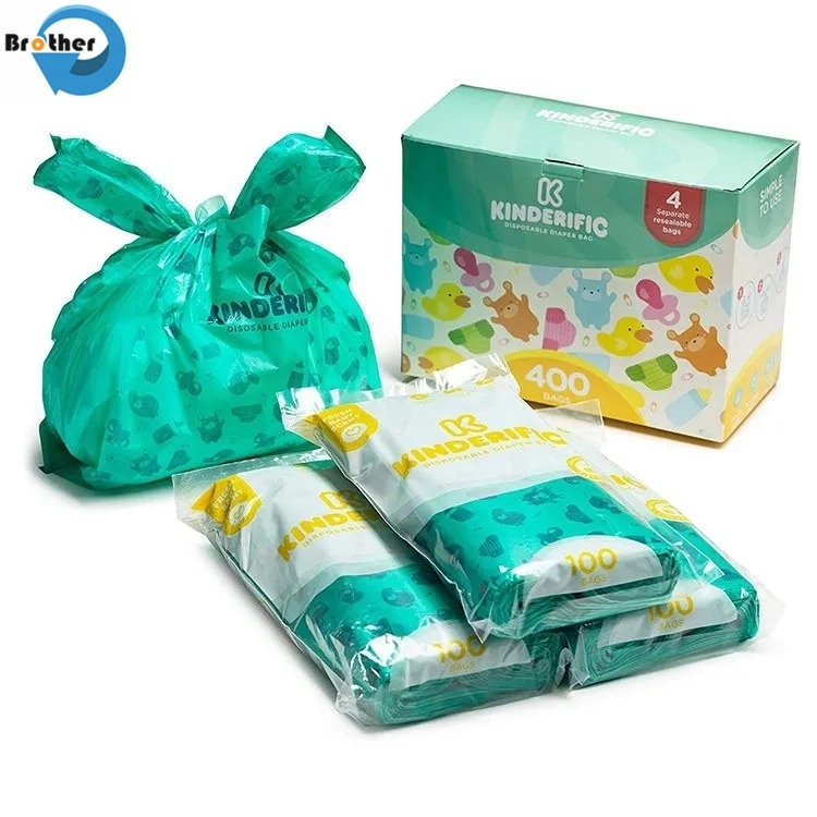 Eco Polyester Waterproof Foldable Diaper Nappy Bag Pouches Plastic Disposable PE Nappy Sack Baby Diapers Bag