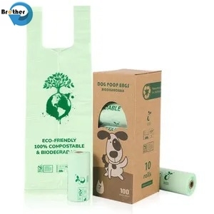 Wholesale Biodegradable Compostable Dog Poop Bag Eco Friendly Pick-up Waste Poo Bag with Plastic Doggy Dispenser
