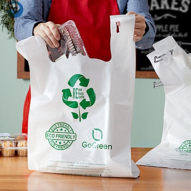 Corn Starch/PLA/Pbat Supermarket T-Shirt Bag /Biodegradable T-Shirt Shopping Plastic Bag