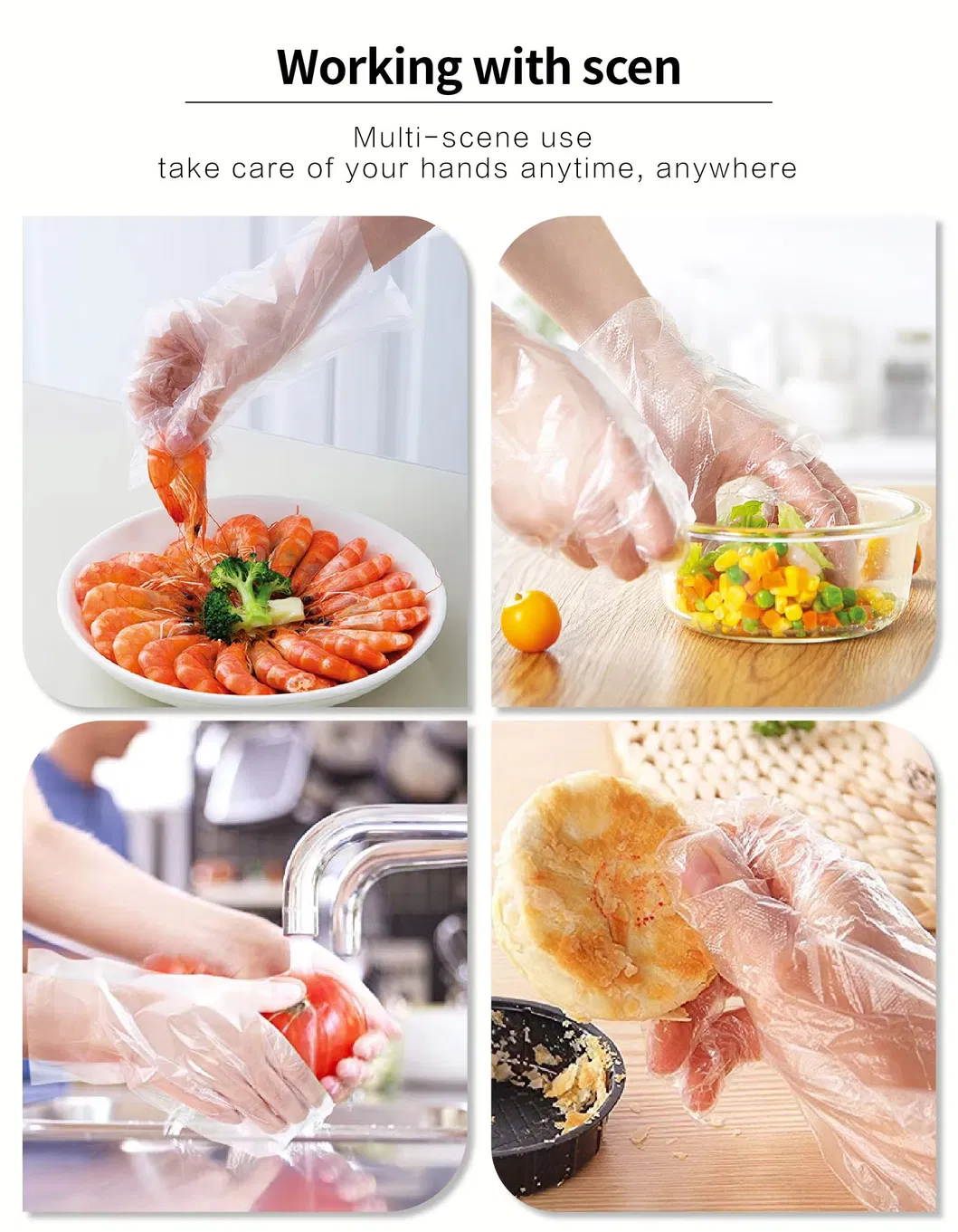 Disposable HDPE Gloves Thickened Plastic PE Film Durable Protective Extractor Crayfish Catering Hand Sleeve Transparent