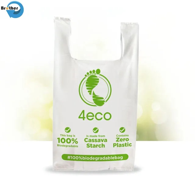 Corn Starch/PLA/Pbat Supermarket T-Shirt Bag /Biodegradable T-Shirt Shopping Plastic Bag